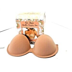 Go Bare Bra Womens Cup DD Nude Push-Up Backless Stickable Strapless